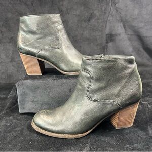 Paul Green Leather Womens Black Booties Block Heel Zip Up Ankle Size 5.5